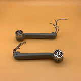 Drone arm assembly with motors and wiring, gray left and right arms