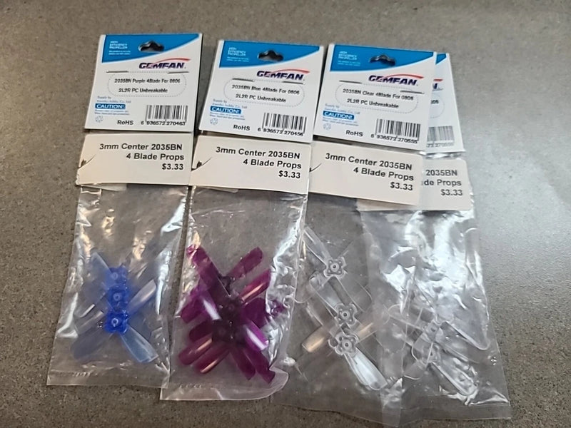 Gemfan 3mm Center 2035BN 4 Blade Propellers