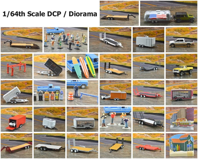 Car Hauler Flat Bed Trailer Tow Hitch 1:64 Scale DCP Diorama Diecast Model Auto