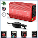 Compact 300W Car Power Inverter with 2 AC Outlets and USB Charging Ports