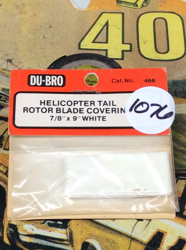 Dubro 468 Helicopter Tail Rotor Blade{7/8"x9"}Covering White NewInPack USA Ship