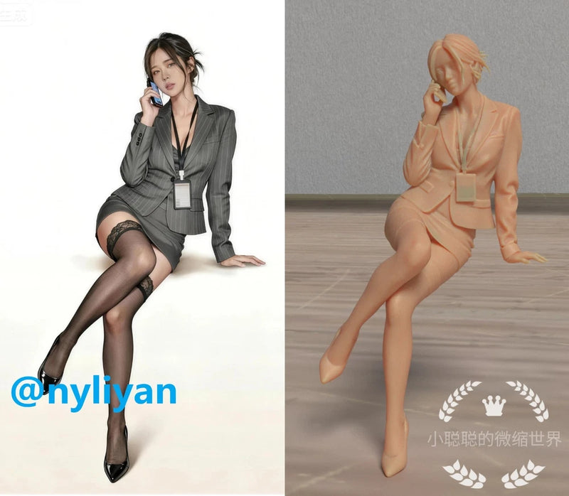 1/35 1/43 1/64 Grey Suit Skirt Beauty Scene Props Figure Model For Cars Vehicles