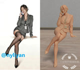 1/35 1/43 1/64 Grey Suit Skirt Beauty Scene Props Figure Model For Cars Vehicles