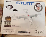 White FPV quadcopter drone with four propellers, for real-time WiFi video