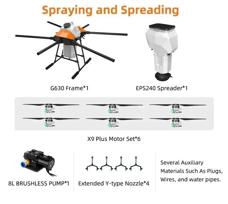 30L UAV Agriculture Farming Drone Sprayer Water Power Fertilizer Spreader System