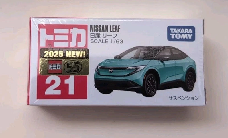 TAKARA TOMY TOMICA #21 NISSAN LEAF DIECAST MODEL CAR New For 2025 Scale 1/63