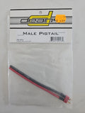 Male Deans pigtail battery connector lead with red wire and black plug end
