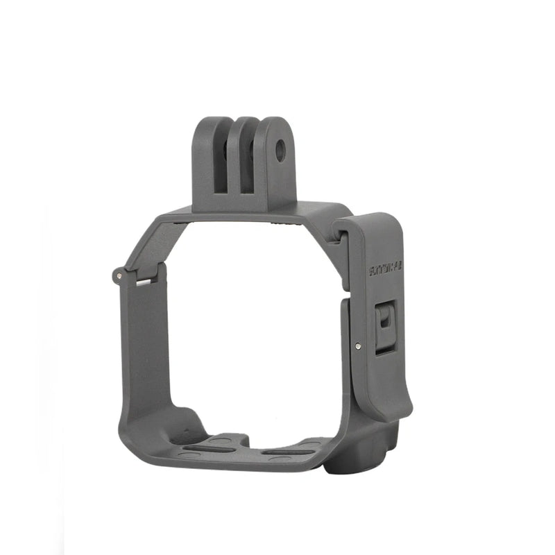 Drone light adapter mount bracket, dark gray plastic frame with side clip