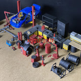 1/64 Diorama Car Garage Repair Tools Model Repair Workshop Scene Model Accessory