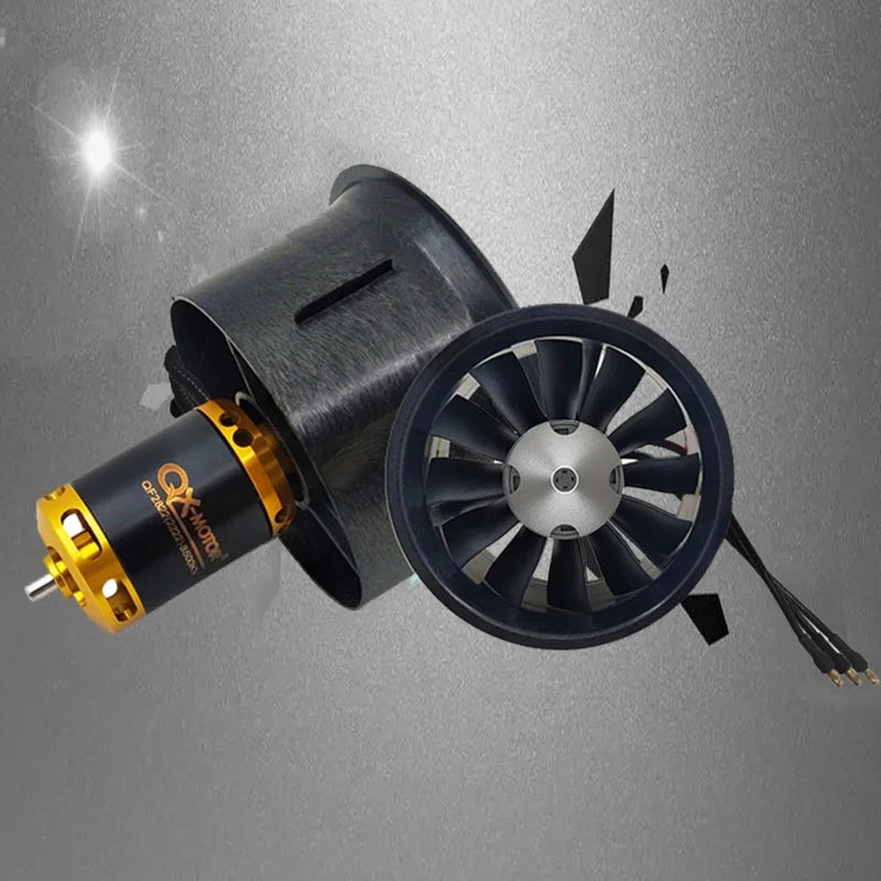 64mm EDF ducted fan set with brushless motor, duct shroud, 3-wire lead
