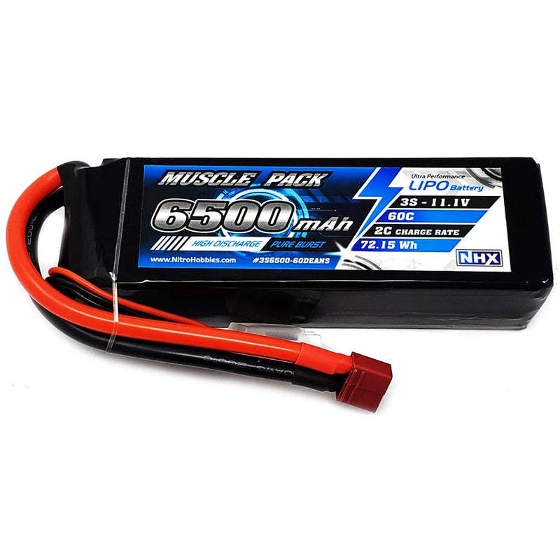 NHX Muscle Pack 3S 11.1V 6500mAh 60C Lipo Battery w/ Deans Connector Battery