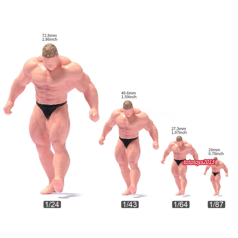 1/43 Muscular man Scene Prop Minitures Doll Figures For Cars Vehicles Model Toy