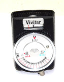 Vivitar analog light meter with ASA/DIN EV dial and brand label on black body