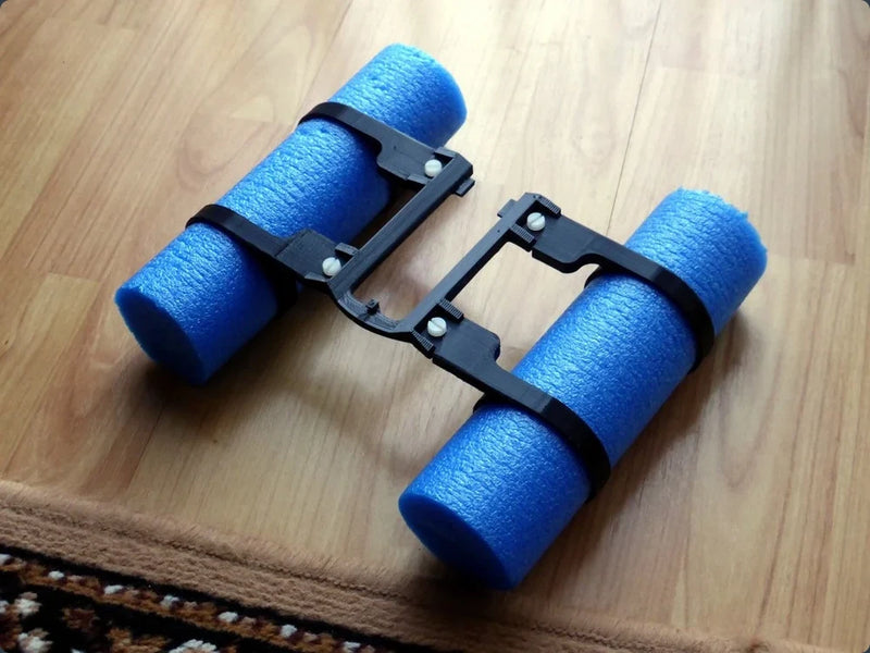 DJI Mavic water float with blue foam rollers and black straps