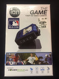 ION The Game 1080P HD video camera in blue, shown on retail packaging with flip screen