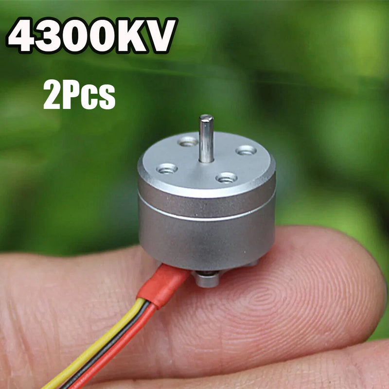 Micro brushless RC motor with silver housing and three-wire lead (red/yellow/black)