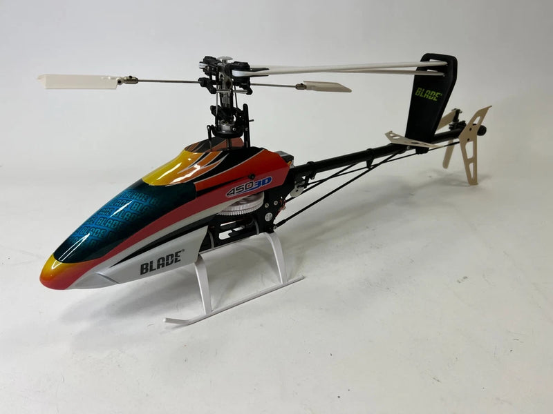 Blade 450 3D RC helicopter with main rotor and landing skids