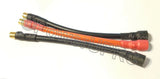 Black silicone wire extension with gold connectors and red heat-shrink, 6cm