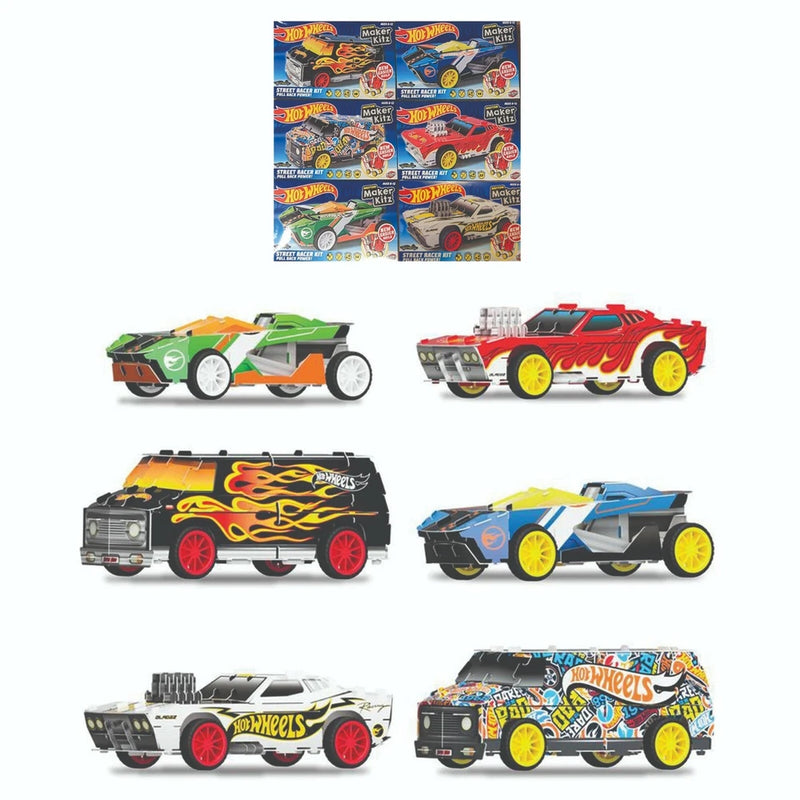 HOT WHEELS STREET RACER KIT CAR 6 MODELS PULL BACK POWER BNIB POP OUT PLASTIC