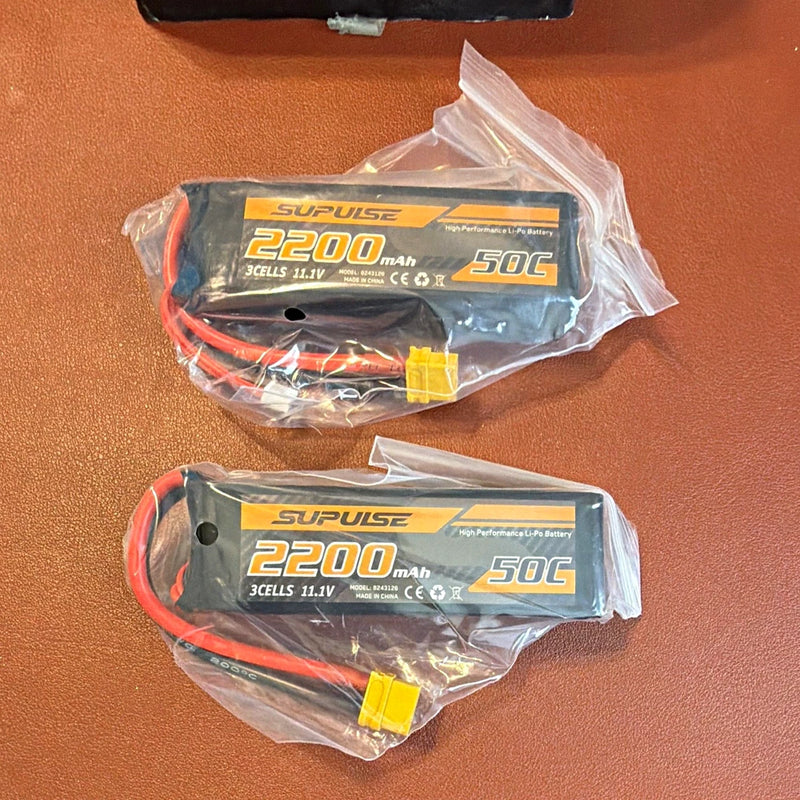 SUPULSE 82421C 2-Pack 2200mAh 11.1V 3S 50C LiPo RC Batteries 1:10 Battery