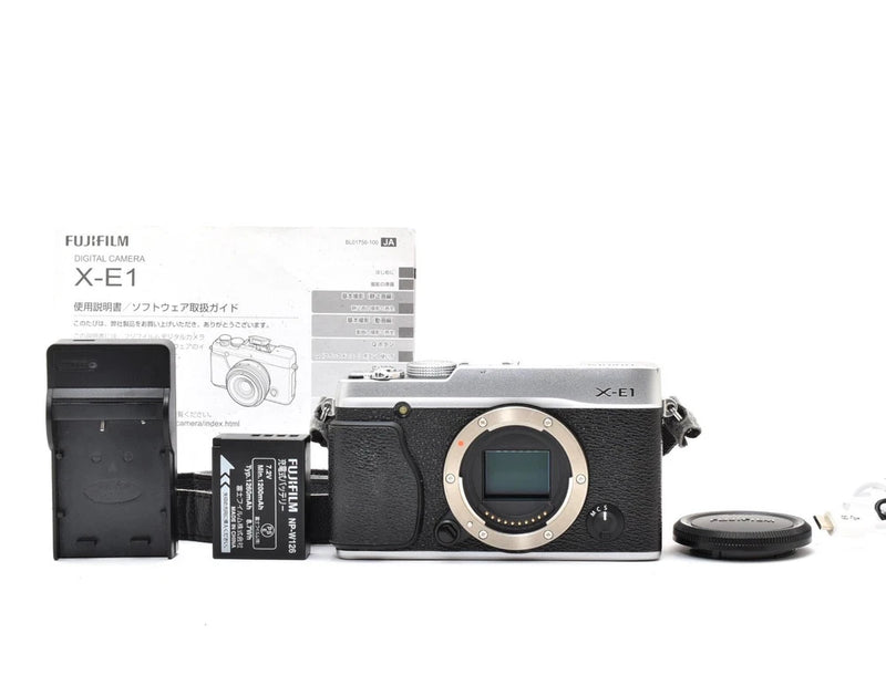 FUJIFILM X-E1 16.3MP Mirrorless Digital Camera Body Silver X-Mount w/Charger NM