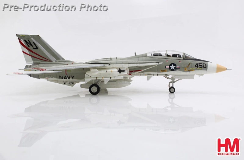 Hobby Master 1:72 F-14A Tomcat model fighter jet in gray camouflage, side view