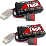 2S Lipo Battery 1500mAh 25C with T Plug Rechargeable High Capacity RC 7.4V