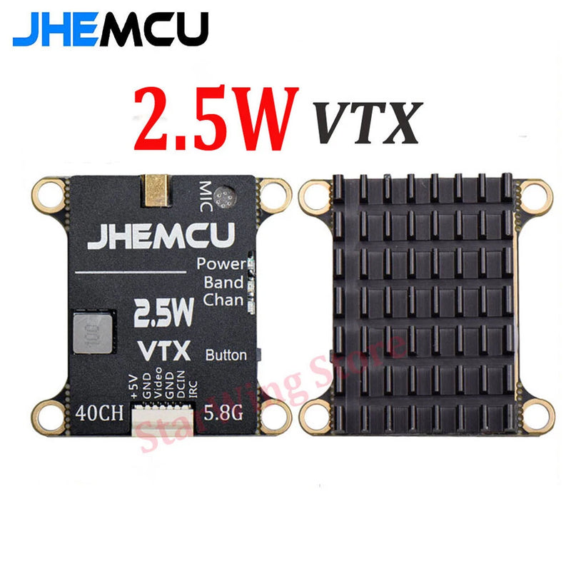 JHEMCU 2.5W VTX 5.8G 40CH Transmitter Microphone Heat Sink 2-6S for RC FPV