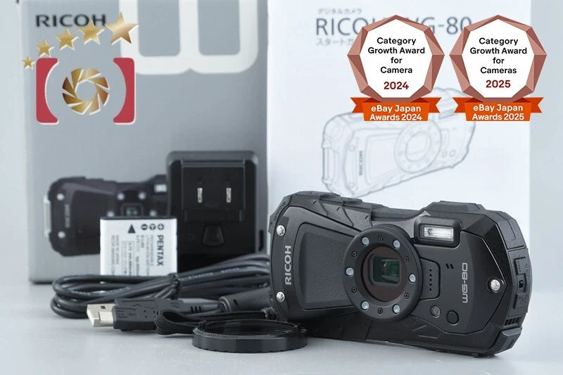 "Count 3" Ricoh PENTAX WG-80 Black 16.0 MP Waterproof Action Camera w/ Box