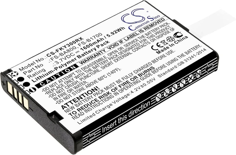 Replacement Li-Po battery pack with label and connector pins, compact rectangular
