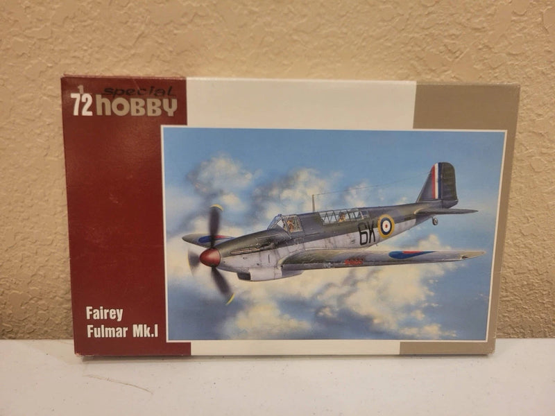 1/72 scale Fairey Fulmar Mk.I model aircraft kit box, Special Hobby 72 Hobby