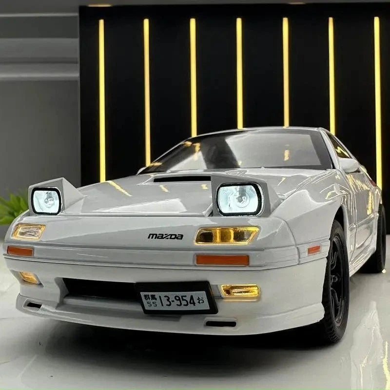 JDM 1:24 Mazda RX7 Diecast Car Alloy Model w/Sound Light Pull-Back Gift Toy