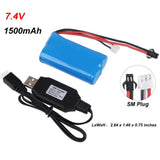 1500mAh 7.4V 15C lipo Battery SM Plug With USB Charger for RC Car Boat Airplane Battery