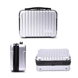 Portable ABS hard-shell drone carrying case, silver with black strap and latches
