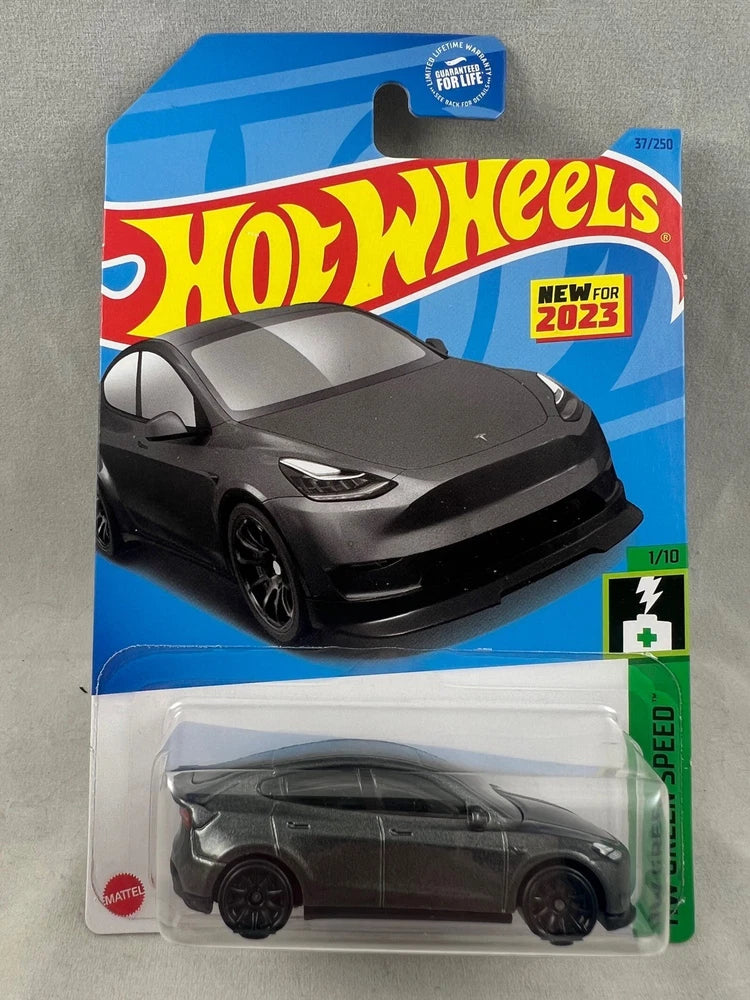Hot Wheels 2023 Tesla Model Y Grey HW Green Speed 1/10 37/250
