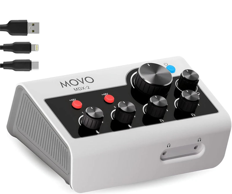 Movo MDX-2 2 Channel XLR Portable Audio Interface ?C Compact, Battery-Operated