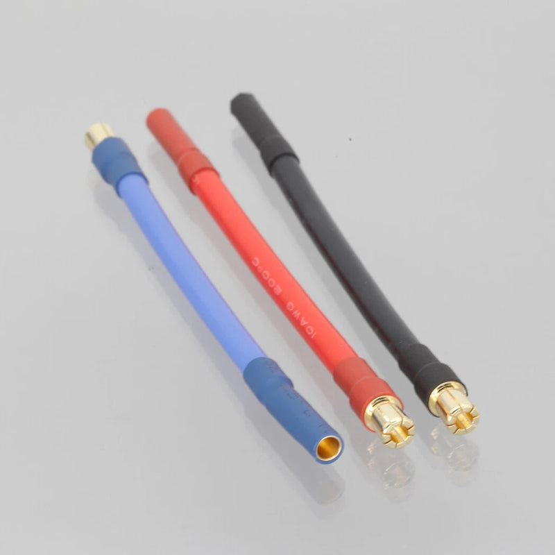 4mm RC bullet connectors set with insulated wires (blue red black) and brass ends