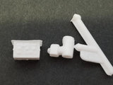 White plastic battery and heater components for 1:25 scale model kit