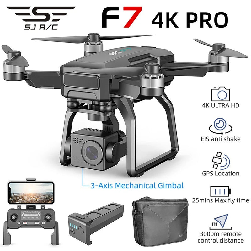FPV 4K Pro quadcopter drone with 3-axis mechanical gimbal and HD camera, GPS