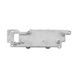 Metal heat sink plate with mounting holes, rectangular finless part, silver tone.