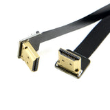 FPV Dual Up Angled 90 Degree HDMI Type A to HDTV FPC Flat Cable 20cm