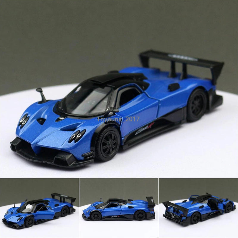 1:36 Pagani Zonda R Model Car Metal Diecast Toy Cars Doors Open Pull Back Blue