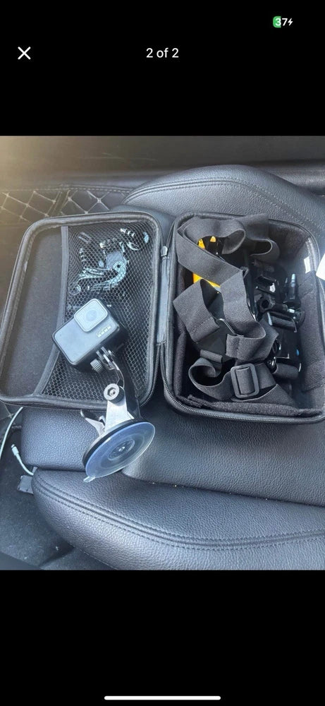 GoPro HERO7 Silver digital action camera in gray zip pouch with mounts and strap