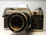 Canon AE-1 Silver Film Camera with FL Lens Vintage Photography Gear