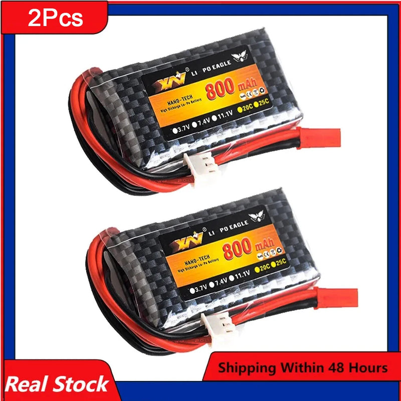 2¡Á 7.4v 800mah JST plug Lipo Battery For WL V912 V262 V333 V353B Q202 fixed wing