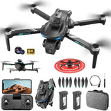 Foldable quadcopter drone with 6K camera, remote, spare propellers, batteries, and case