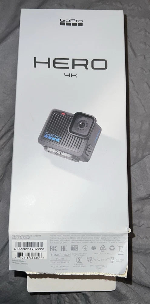 GoPro HERO4K action camera retail box with HERO 4K text and camera illustration