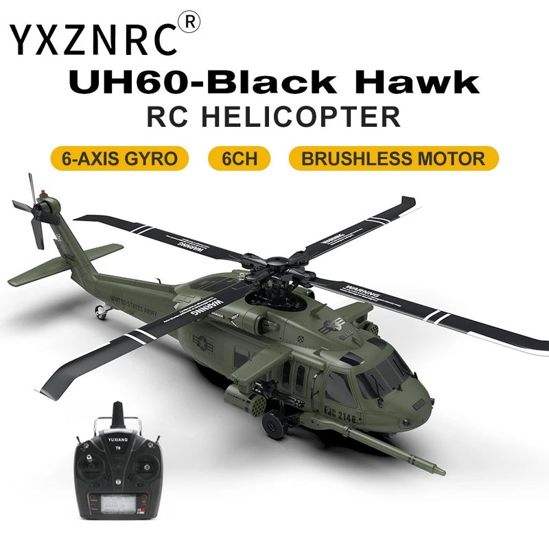 YXZNRC UH60 Black Hawk 6CH Gyro 2.4G 6-axis 3D Flybarless 1/47 RC Helicopter NEW