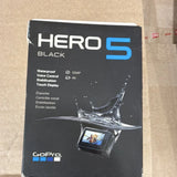 GoPro HERO5 Black action camera retail box with HERO5 branding and waterproof voice control