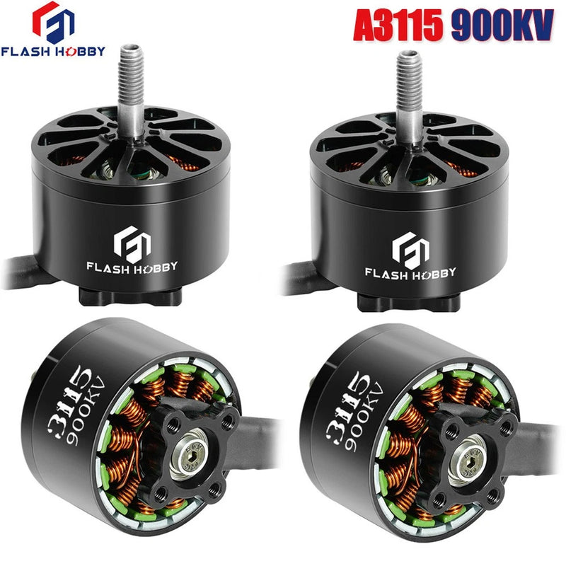 Brushless RC drone motor FLASH HOBBY A3115 900KV black cylindrical